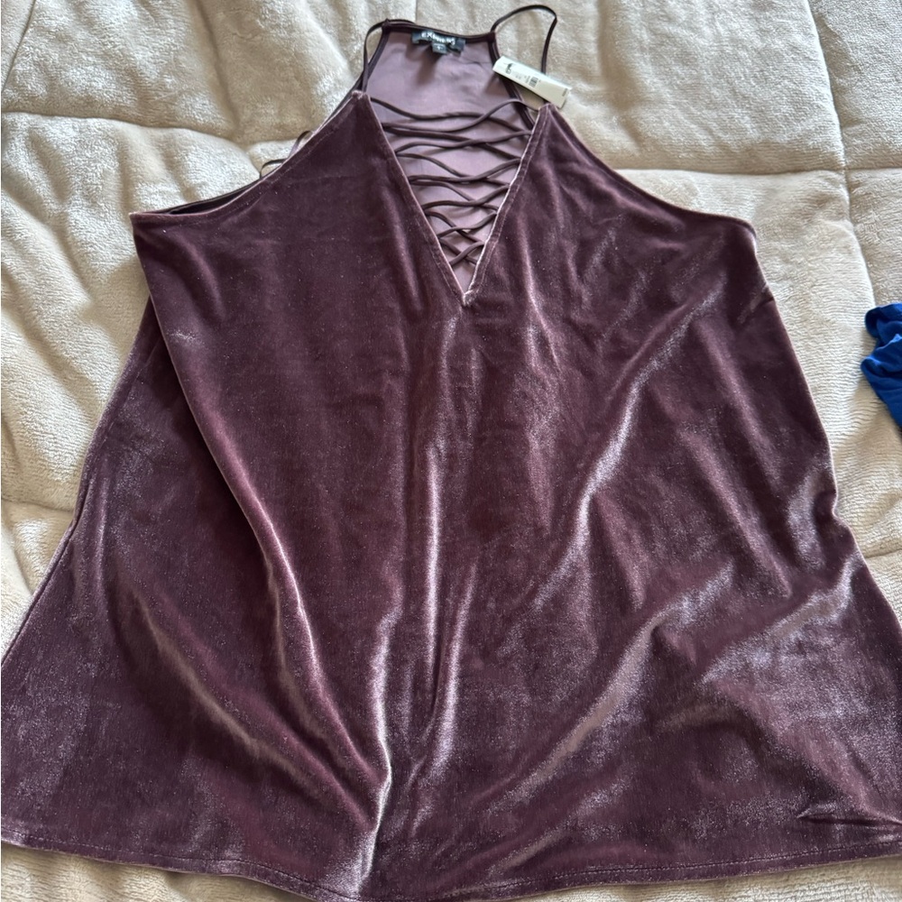 Velvet Halter Top in Purple express size large BNWT